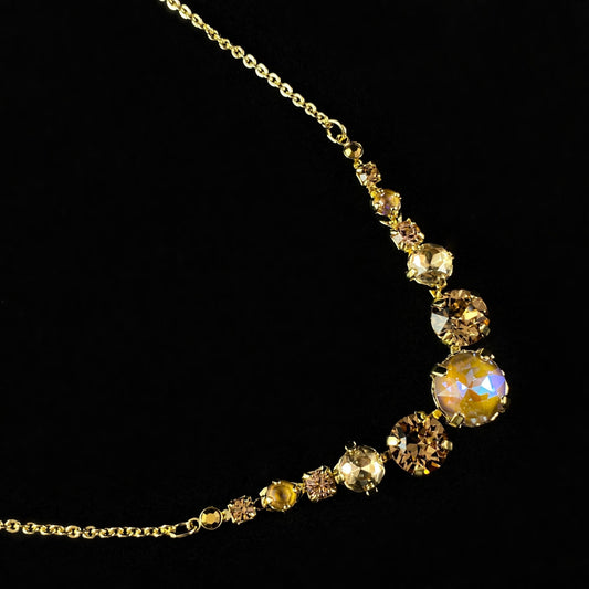 Multi-Colored Desert Shades Crystal Adjustable Gold Necklace