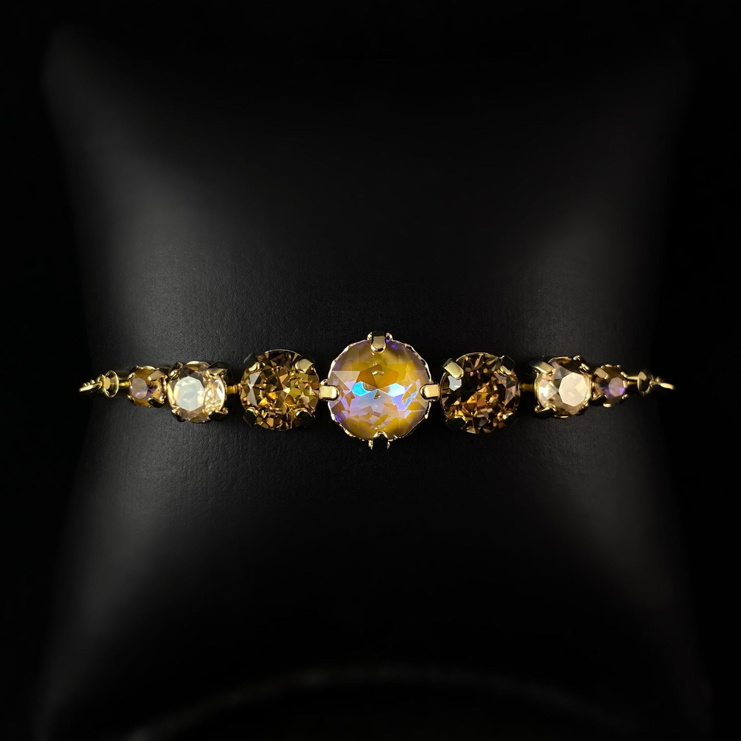 Multi-Colored Desert Shades Crystal Adjustable Gold Slider