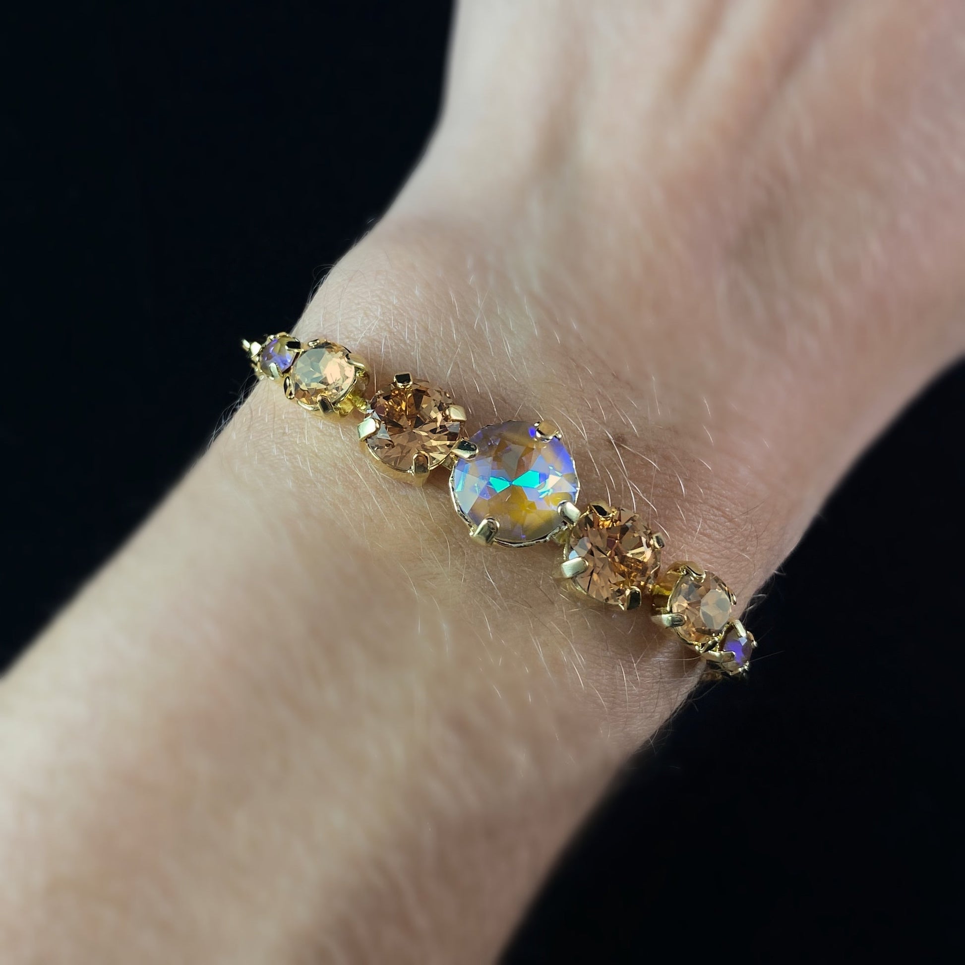 Multi-Colored Desert Shades Crystal Adjustable Gold Slider