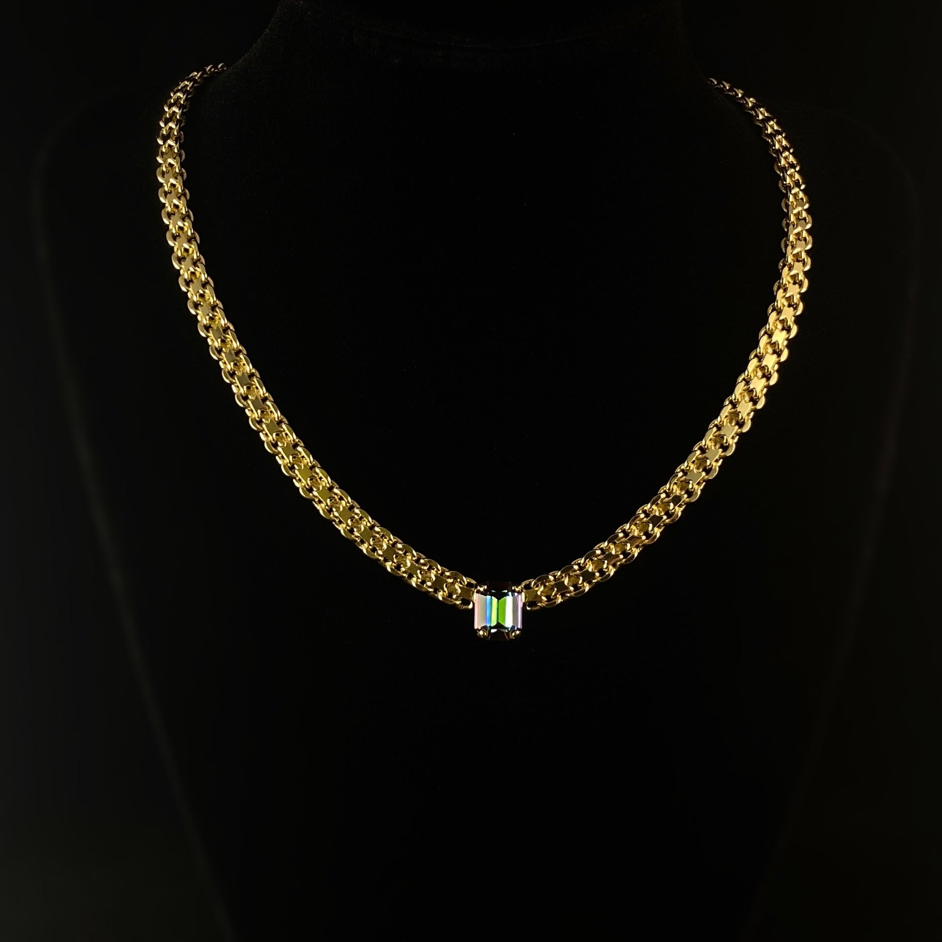 Multicolor Crystal Emerald Cut Adjustable Gold Tennis