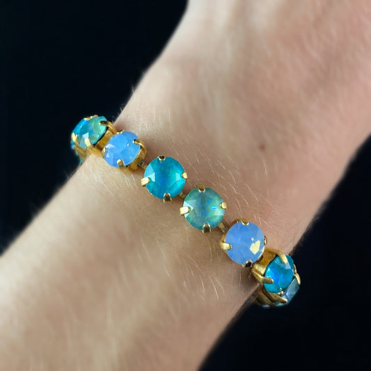 Multicolor Swarovski Crystal Bracelet with Blue and Green Crystals - La Vie Parisienne by Catherine Popesco