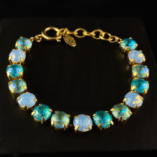 Multicolor Swarovski Crystal Bracelet with Blue and Green Crystals - La Vie Parisienne by Catherine Popesco