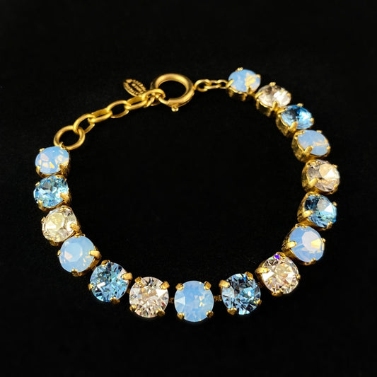 Multicolor Swarovski Crystal Bracelet with Blue, Clear, and Milky Crystals - La Vie Parisienne by Catherine Popesco