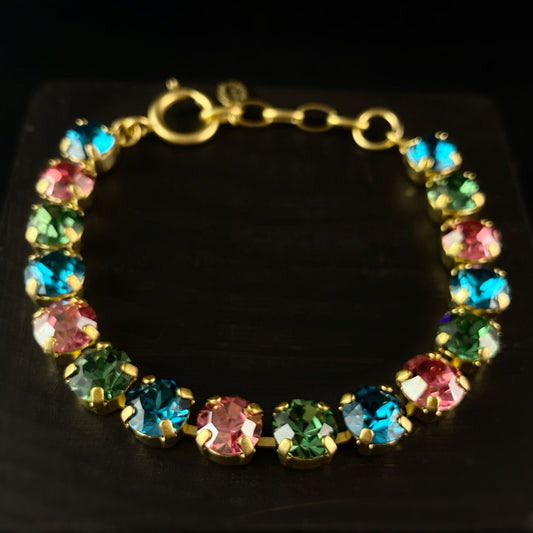 Multicolor Swarovski Crystal Bracelet with Blue, Green, and Pink Crystals - La Vie Parisienne by Catherine Popesco