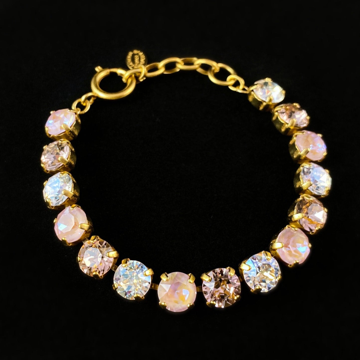 Multicolor Swarovski Crystal Bracelet with Pink, Clear, and Milky Crystals - La Vie Parisienne by Catherine Popesco