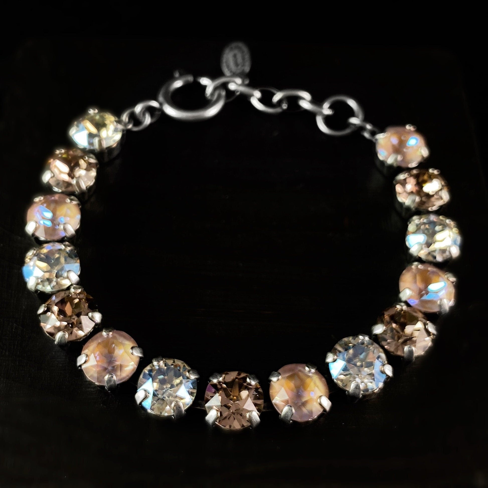Multicolor Swarovski Crystal Bracelet with Pink, Clear, and Milky Crystals - La Vie Parisienne by Catherine Popesco