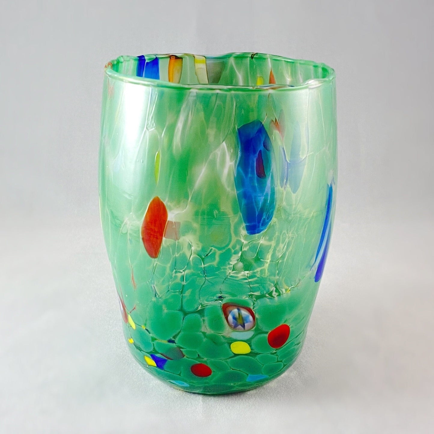 Murano Glass Green Drinking Glass, Venetian Glass  - Handmade in Italy, Colorful Murano Glass
