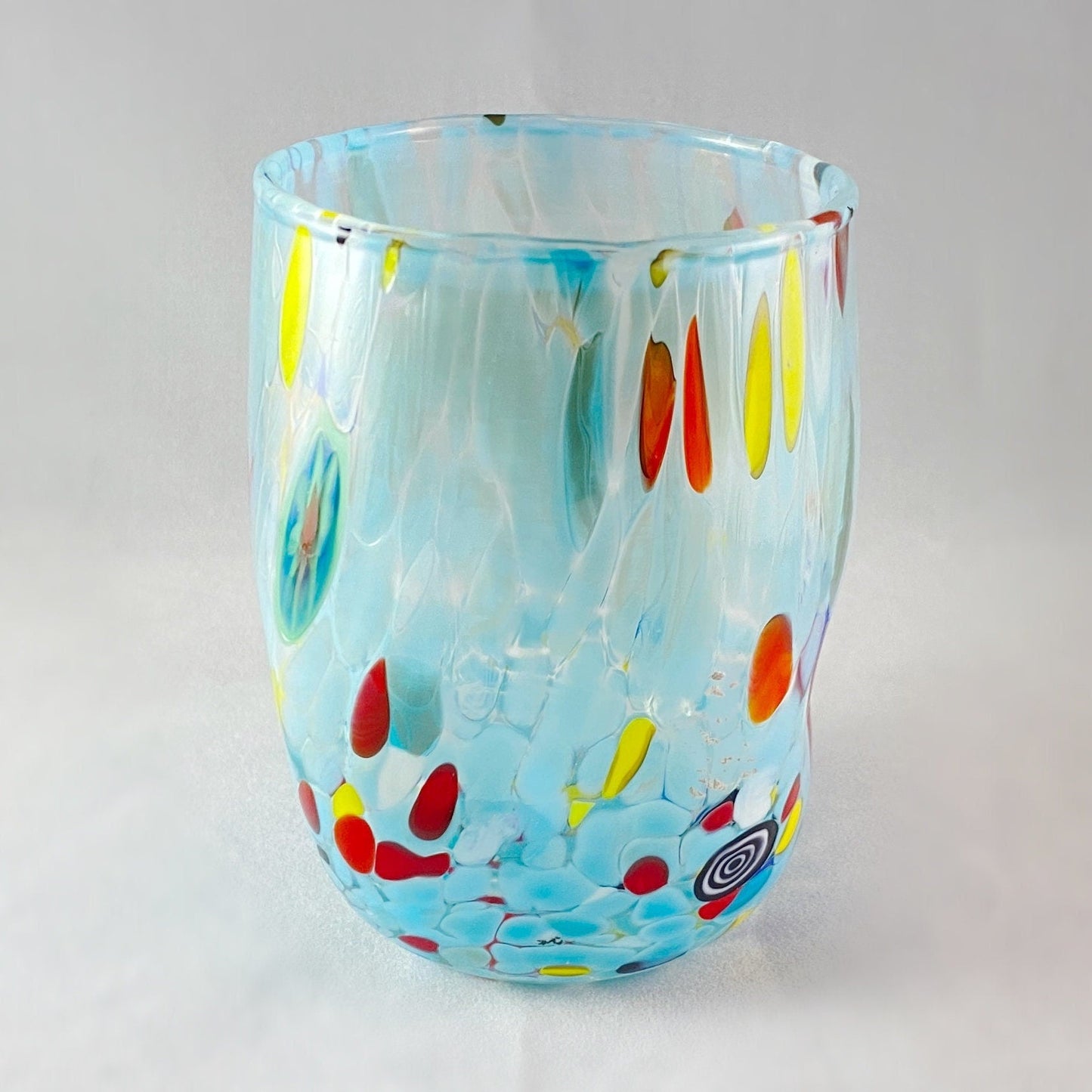 Murano Glass Light Blue Drinking Glass, Venetian Glass  - Handmade in Italy, Colorful Murano Glass