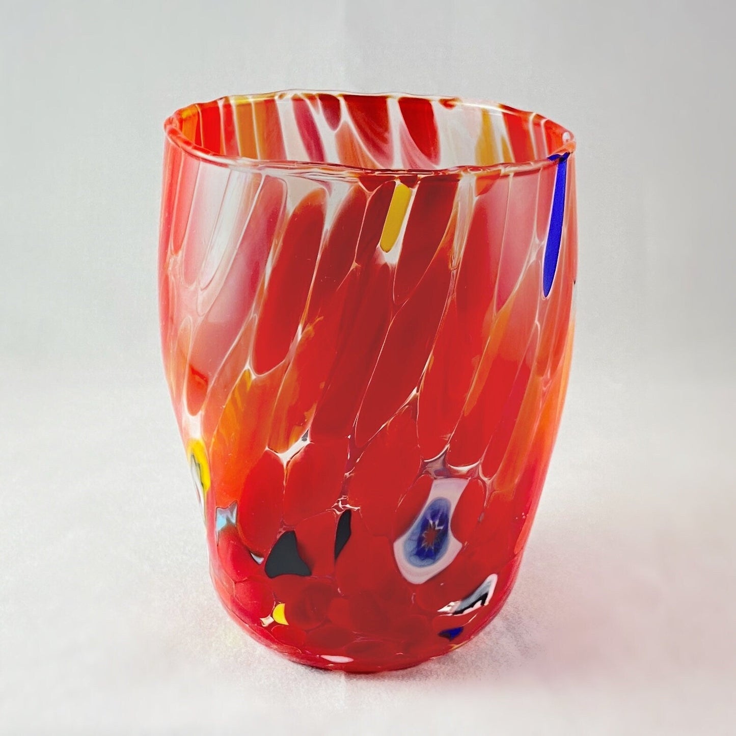 Murano Glass Red/Orange Drinking Glass, Venetian Glass  - Handmade in Italy, Colorful Murano Glass