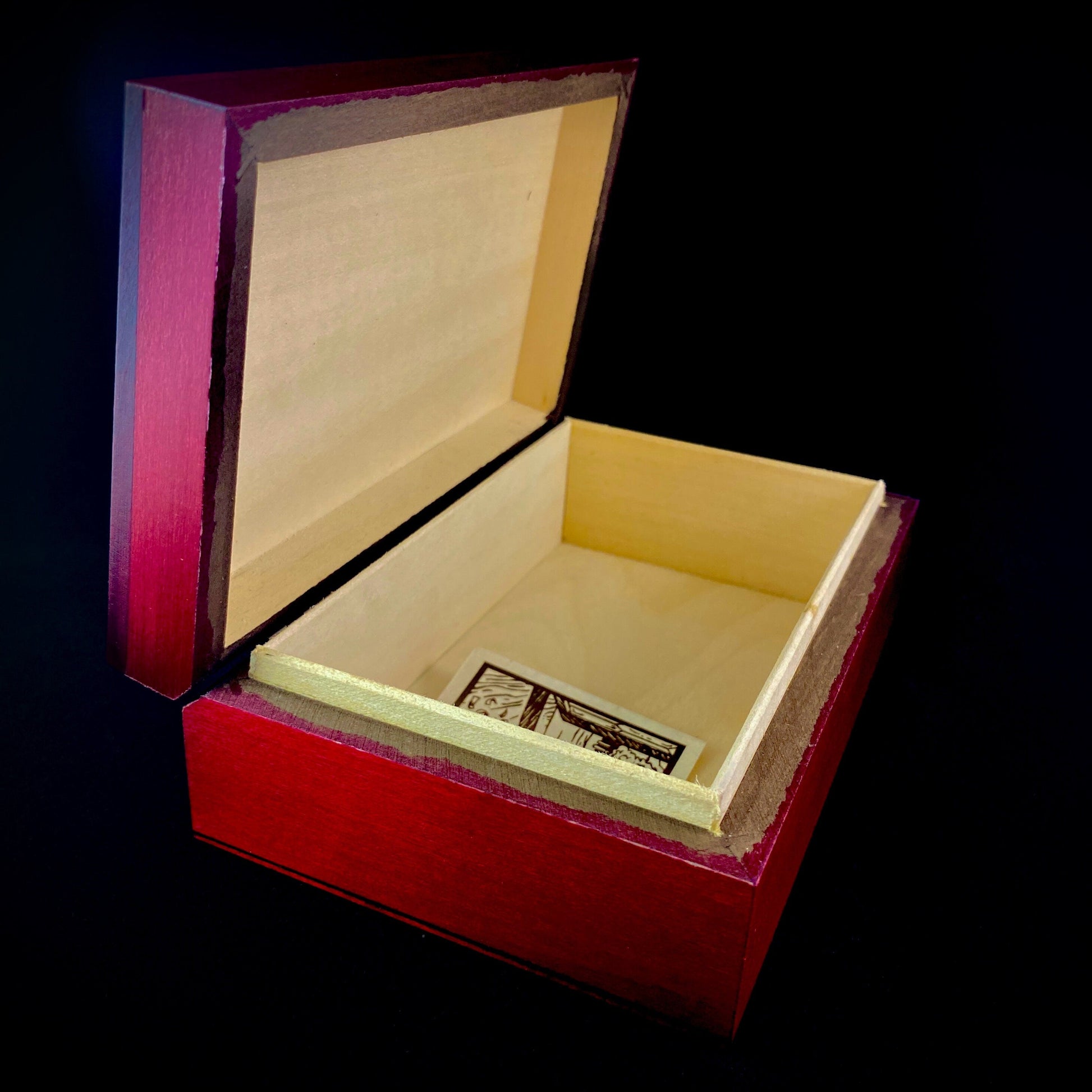 Music Staff Patterned Jewelry Box, Handmade Hinged Wooden Treasure Box