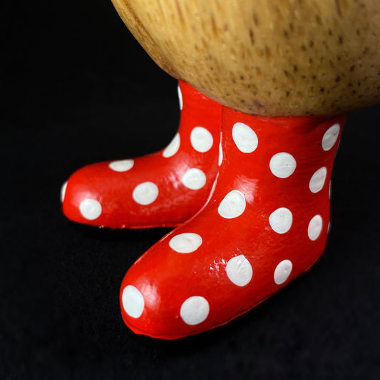 Neil - Hand-carved and Hand-painted Bamboo Duck with Polka