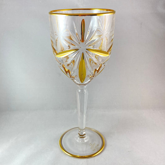 24kt Gold Venetian Glass Wine Glass - Handmade in Italy, Colorful Murano Glass