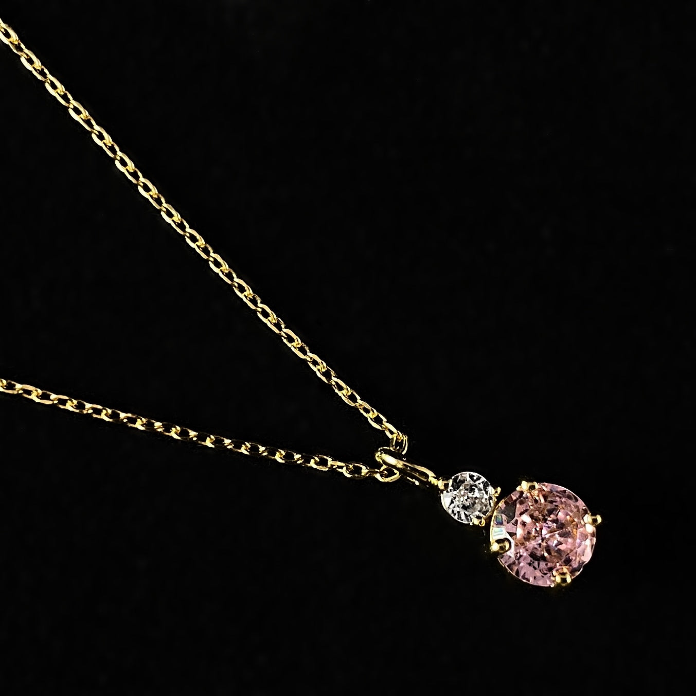 October Birthstone Necklace Pink Tourmaline - Classic Gold