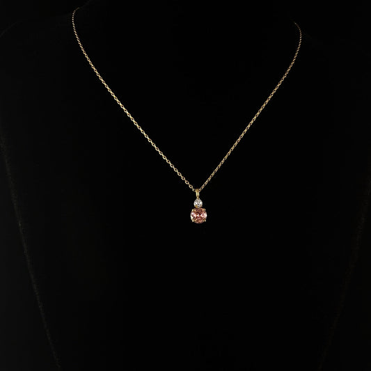 October Birthstone Necklace Pink Tourmaline - Classic Gold