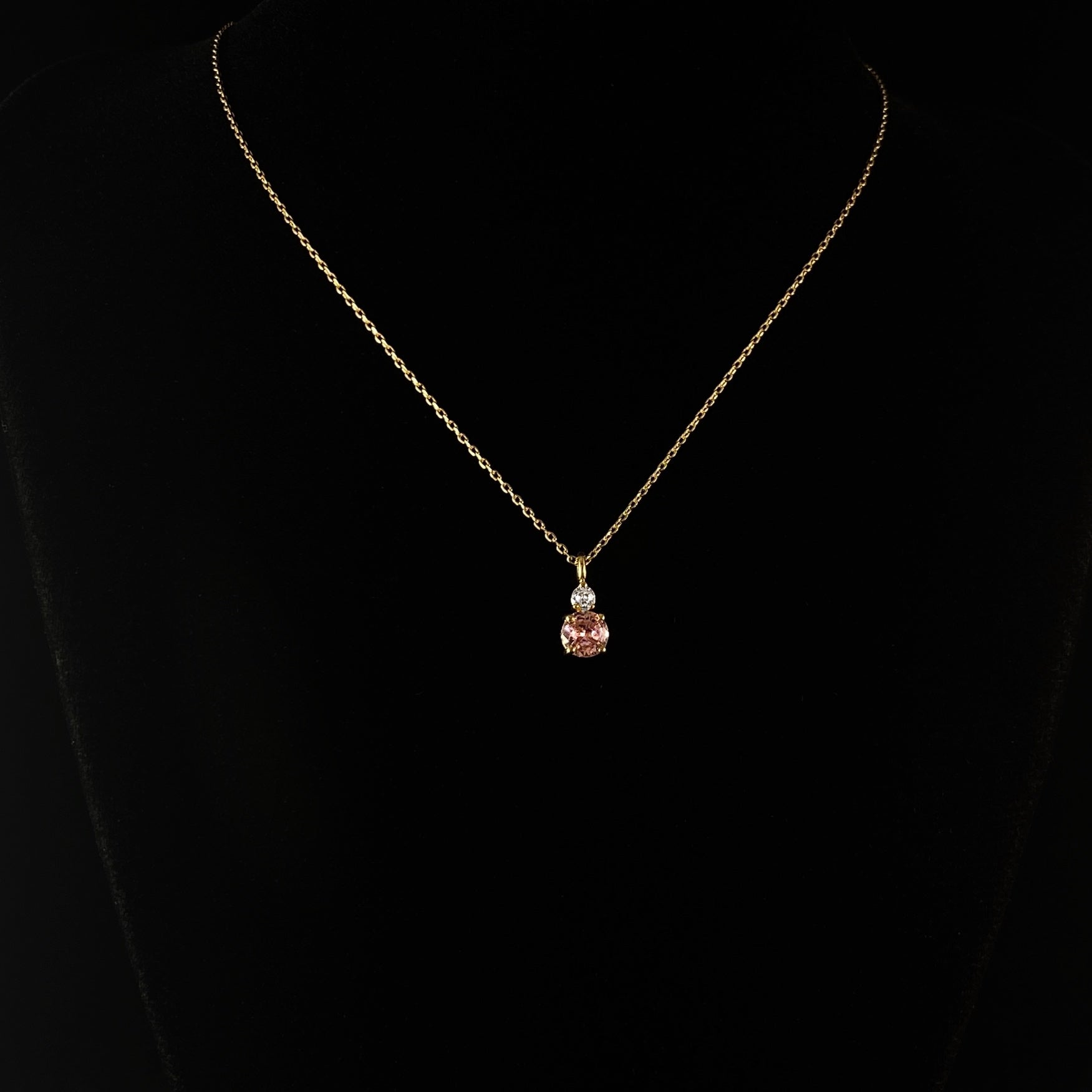 October Birthstone Necklace Pink Tourmaline - Classic Gold