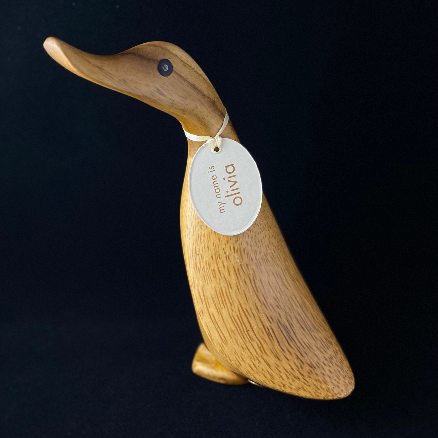 Olivia - Hand-carved and Hand-painted Bamboo Duck