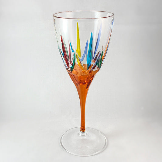 Orange Stem Chic Venetian Wine Glass - Handmade in Italy, Colorful Murano Glass