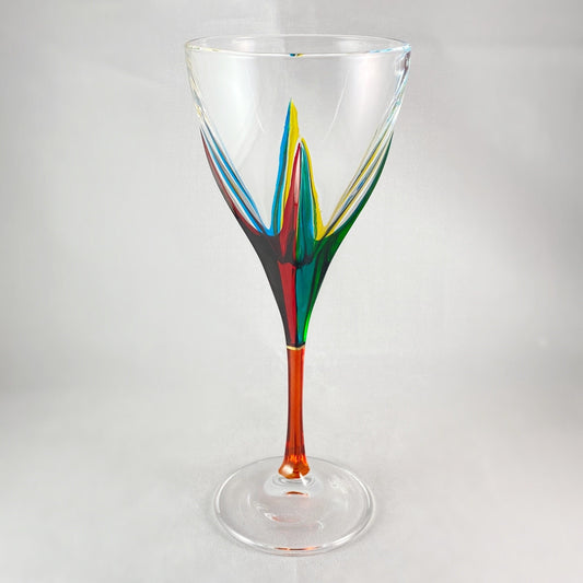 Orange Stem Fusion Venetian Wine Glass - Handmade in Italy, Colorful Murano Glass