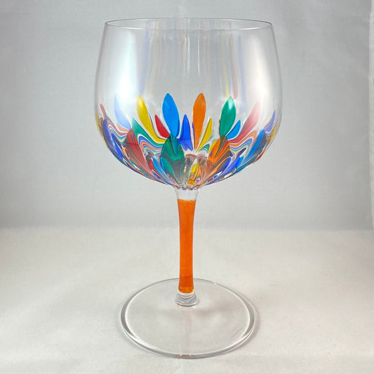 Orange Stem Incanto Large Venetian Wine/Gin Glass - Handmade in Italy, Colorful Murano Glass