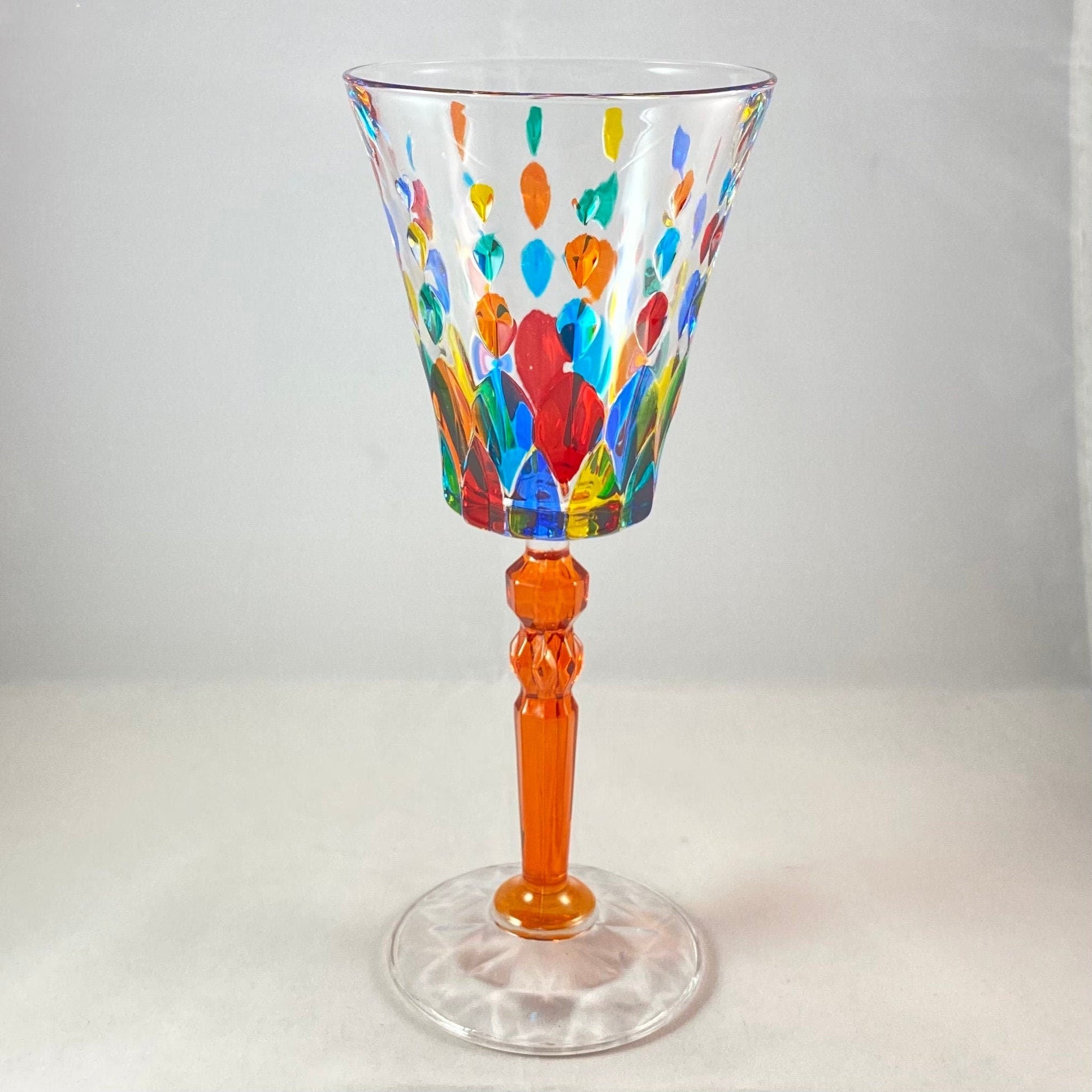Orange Stem Marilyn Venetian Glass Wine Glass - Handmade in Italy, Colorful Murano Glass