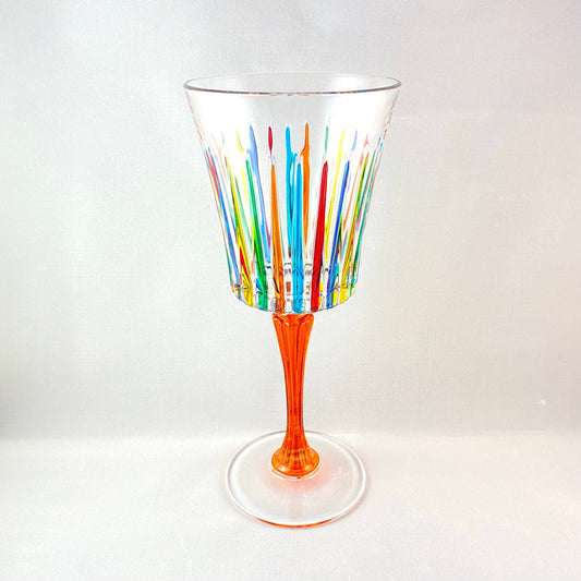Orange Stem Venetian Glass Timeless Wine Glass - Handmade in Italy, Colorful Murano Glass