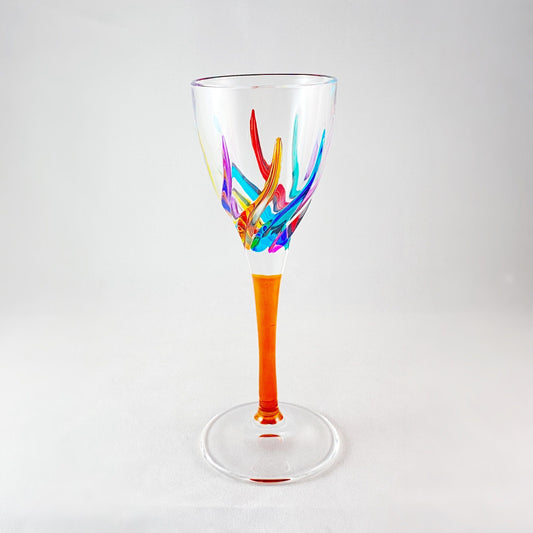 Orange Stem Venetian Glass Trix Cordial Liquor Glass - Handmade in Italy, Colorful Murano Glass