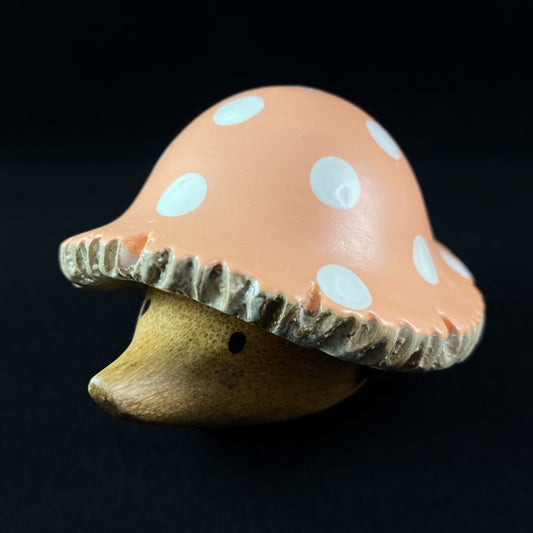 Orange Toadstool Hedgelet Baby Hedgehog - Hand-carved