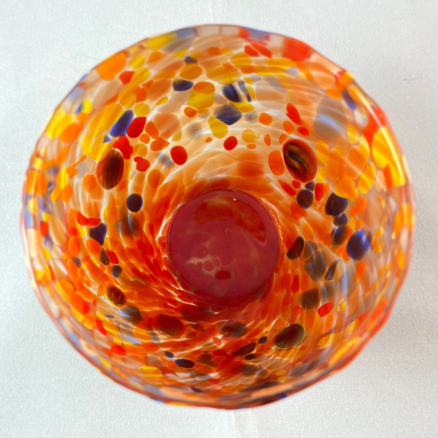 Orange Venetian Glass Stemless Wine Glass - Handmade in Italy, Colorful Murano Glass