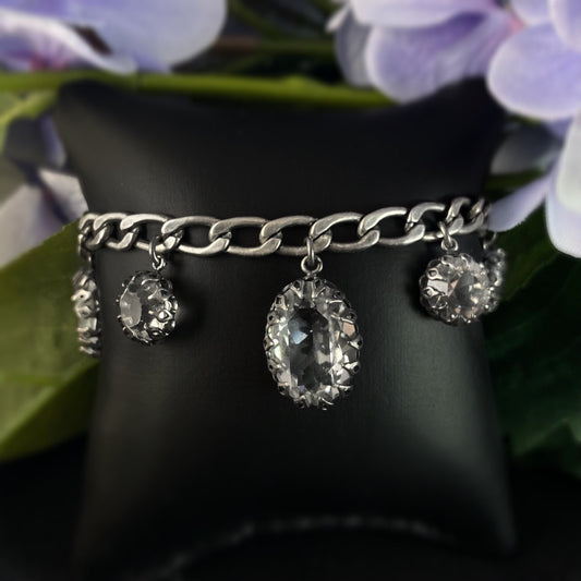 Oval and Round Cut Swarovski Crystal Bracelet, Clear - La Vie Parisienne by Catherine Popesco
