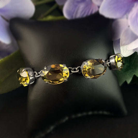 Oval Cut Swarovski Crystal Bracelet, Champagne - La Vie Parisienne by Catherine Popesco