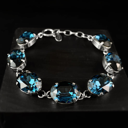 Oval Cut Swarovski Crystal Bracelet, Deep Blue - La Vie Parisienne by Catherine Popesco