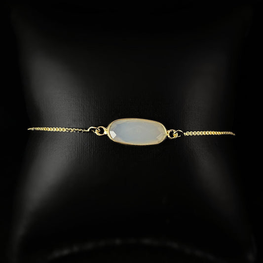 Oval Moonstone Gold Slider Chain Bracelet - Athena