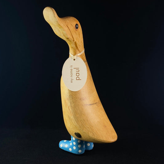 Paul - Hand-carved and Hand-painted Bamboo Duck with Polka