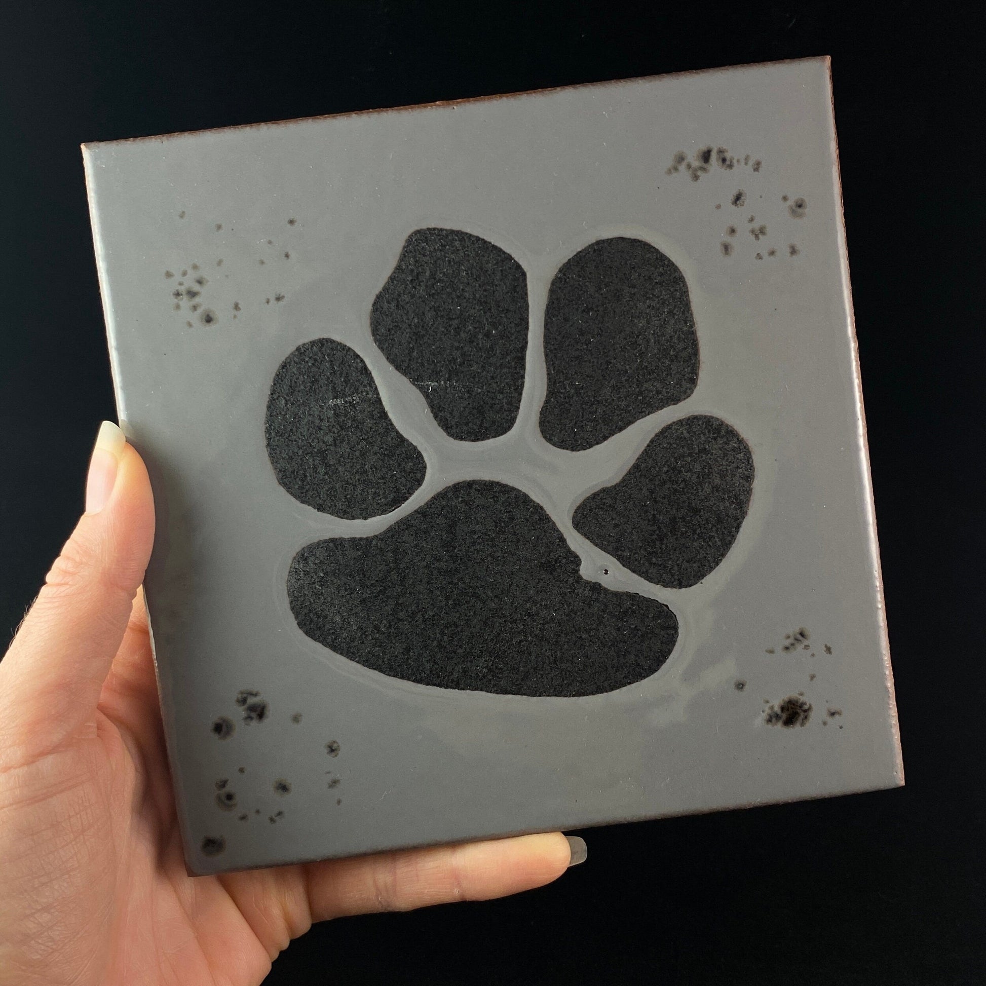 Paw Print Handmade Glazed Tile, Made in USA - Wall Decor, Table Decor, Trivet