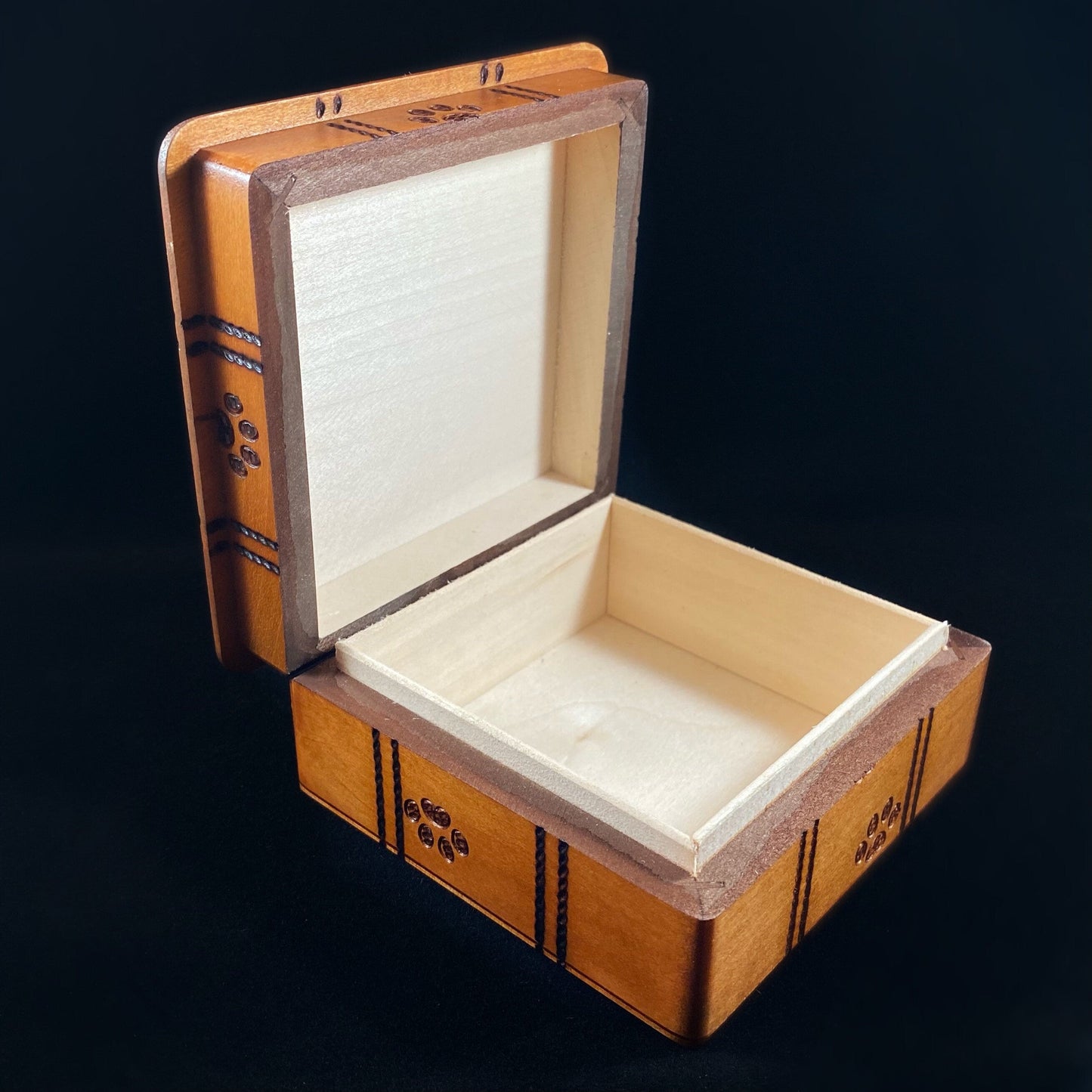 Paw Print Handmade Hinged Square Wooden Treasure Box