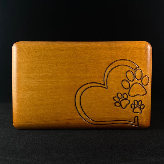 Paw Print Trio and Heart Jewelry Box, Handmade Wooden Treasure Box