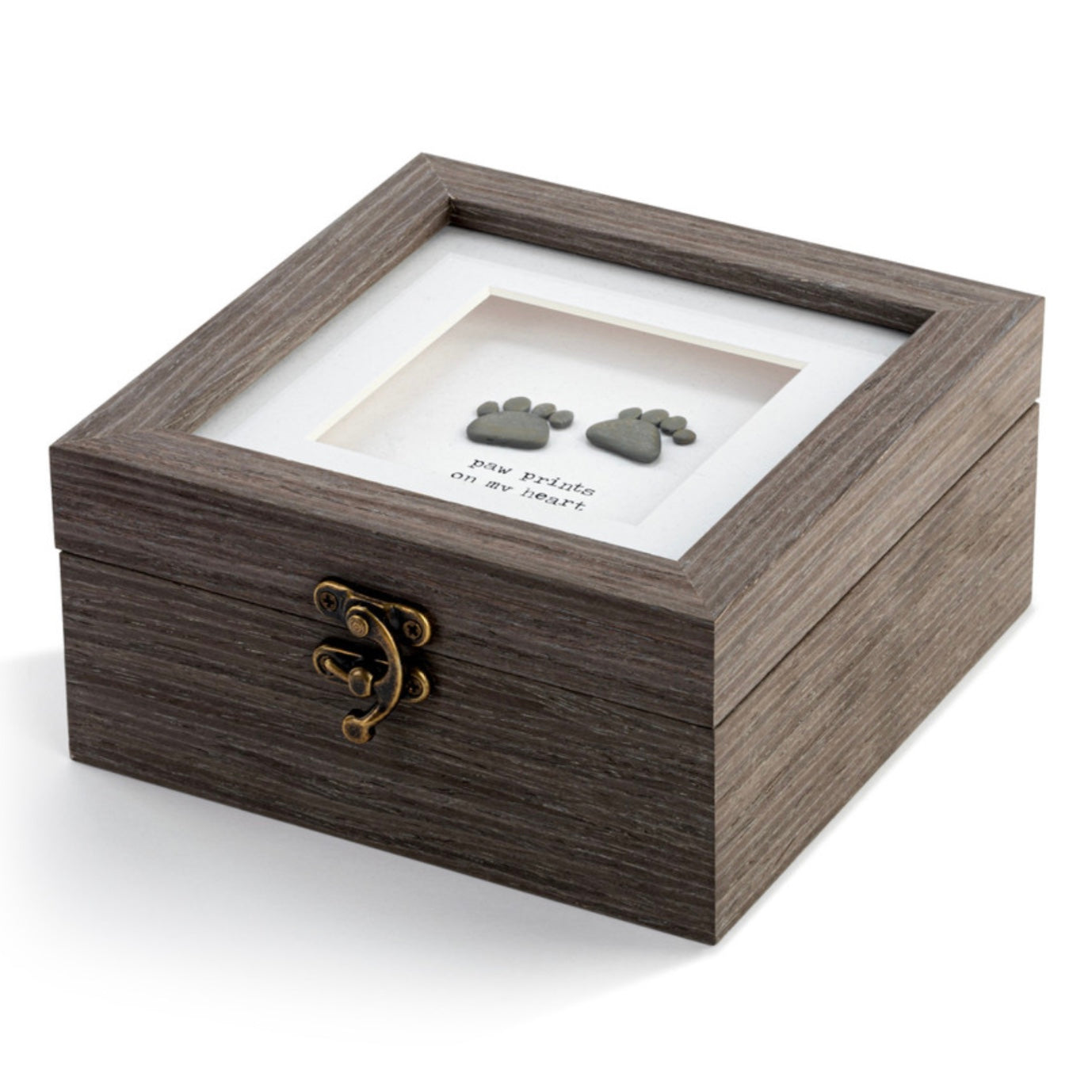 Paw Prints Keepsake Box Sharon Nowlan Pebble Art - Taupe