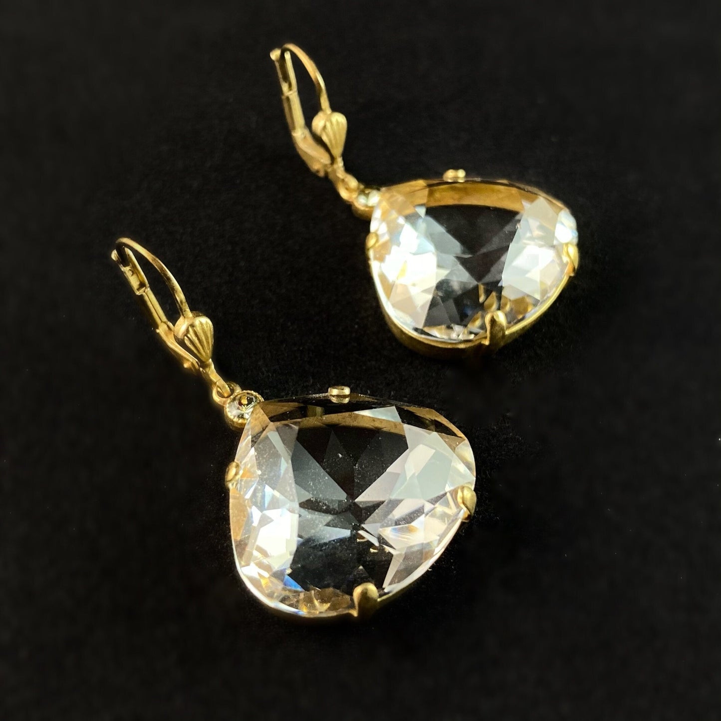 Pear Cut Swarovski Crystal Drop Earrings, Clear - La Vie Parisienne by Catherine Popesco
