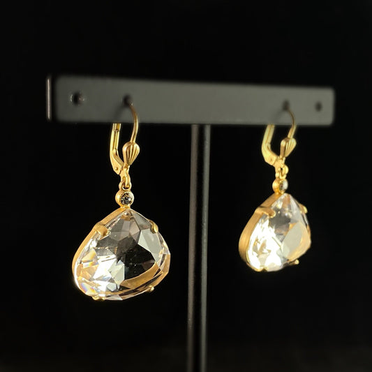 Pear Cut Swarovski Crystal Drop Earrings, Clear - La Vie Parisienne by Catherine Popesco