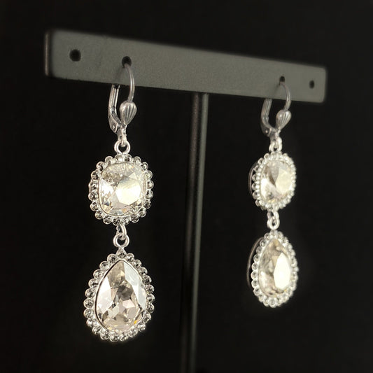 Pear Cut Swarovski Crystal Teardrop Earrings, Clear - La Vie Parisienne by Catherine Popesco