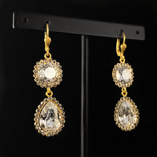 Pear Cut Swarovski Crystal Teardrop Earrings, Clear - La Vie Parisienne by Catherine Popesco