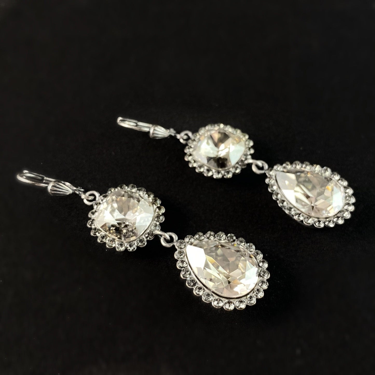Pear Cut Swarovski Crystal Teardrop Earrings, Clear - La Vie Parisienne by Catherine Popesco