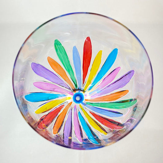 Aqua Blue Stem Incanto White Wine Glass Venetian Glass  - Handmade in Italy, Colorful Murano Glass