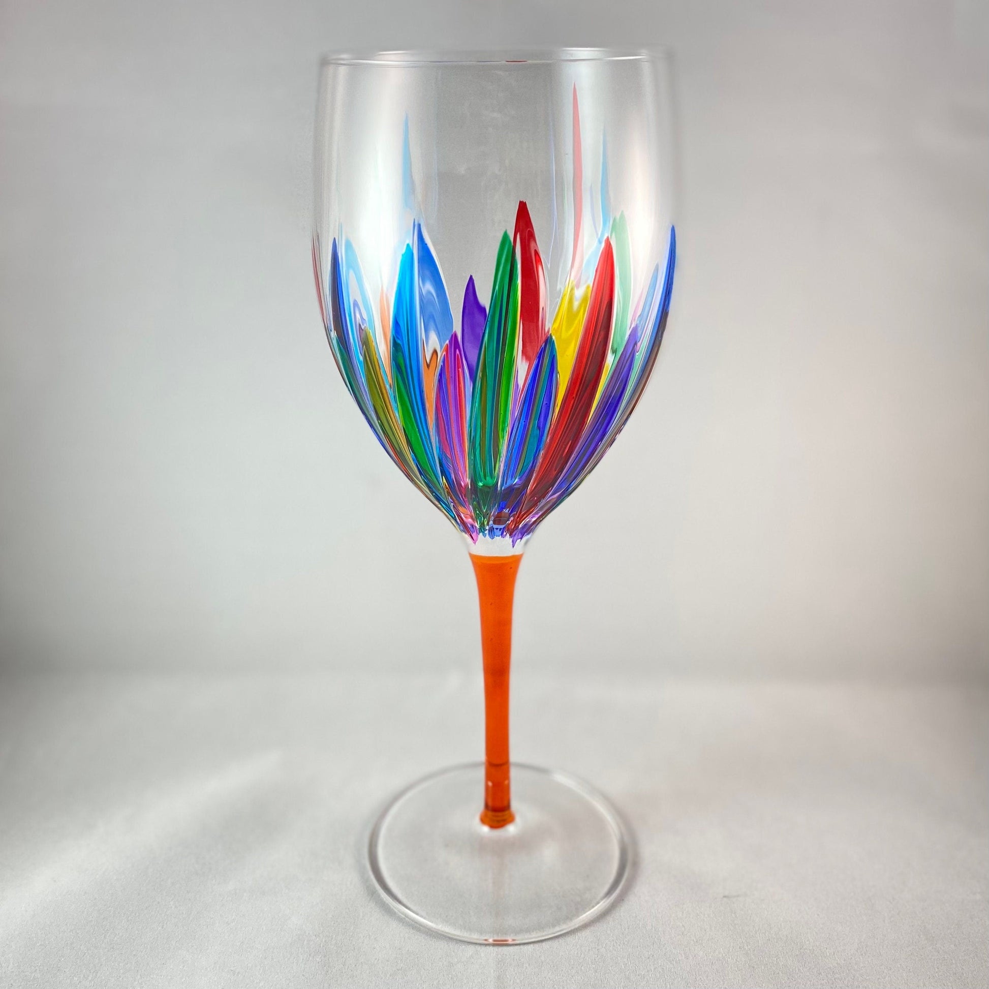 Orange Stem Incanto White Wine Glass Venetian Glass - Handmade in Italy, Colorful Murano Glass