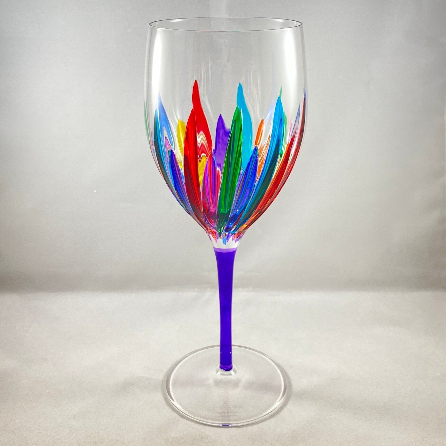 Purple Stem Incanto White Wine Glass Venetian Glass - Handmade in Italy, Colorful Murano Glass