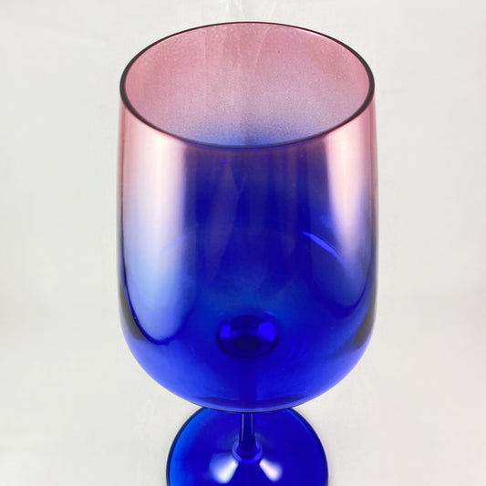 Pink/Blue Ombre Gradient Venetian Glass Wine Glass - Handmade in Italy, Colorful Murano Glass