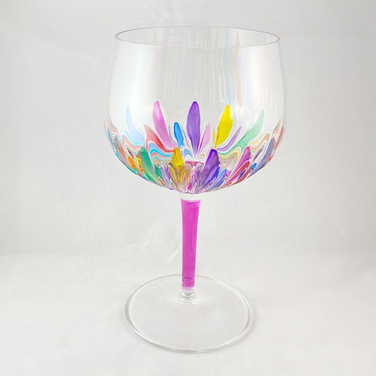 Pink Stem Incanto Large Venetian Wine/Gin Glass - Handmade in Italy, Colorful Murano Glass