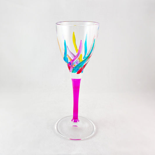 Pink Stem Venetian Glass Trix Cordial Liquor Glass - Handmade in Italy, Colorful Murano Glass