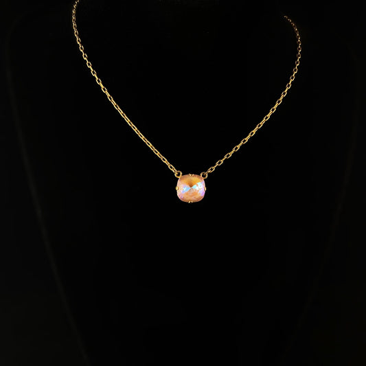Pink Sunrise Cushion Cut Swarovski Crystal Pendant Necklace - La Vie Parisienne by Catherine Popesco