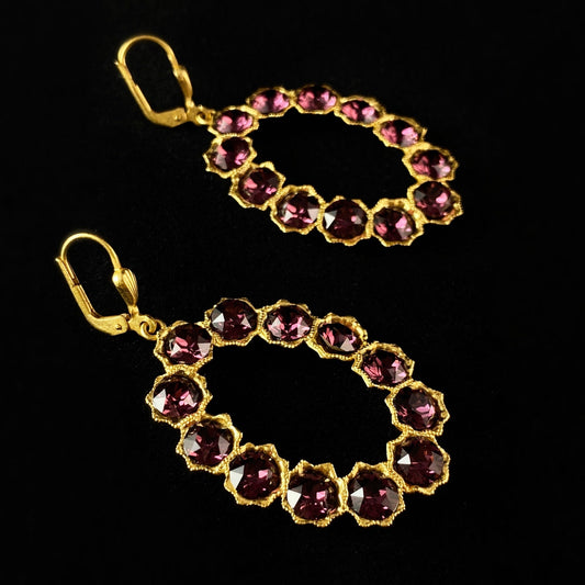 Pink Swarovski Crystal Oval Earrings - La Vie Parisienne by Catherine Popesco